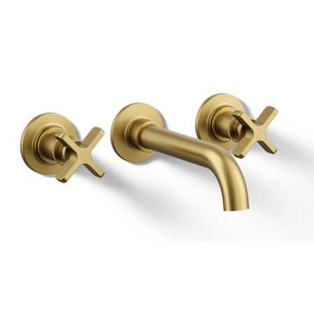 Kohler Castia by Studio McGee 1.2 GPM Wall Mounted Widespread Bathroom Faucet Vibrant Brushed Moderne Brass