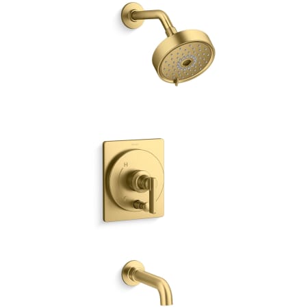 Kohler Castia by Studio McGee Tub and Shower Trim Package with 1.75 GPM Single Function Shower Head with MasterClean Sprayface Vibrant Brushed Moderne Brass