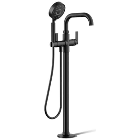 Kohler Castia by Studio McGee Floor Mounted Tub Filler with Built-In Diverter - Includes Hand Shower Matte Black