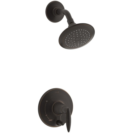 Kohler Alteo Single Handle Pressure Balanced Tub and Shower Valve Trim Less Valve with Metal Lever Handle, Single Function Shower Head, and Push Button Diverter Oil Rubbed Bronze (2BZ)