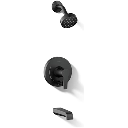 Kohler Pitch Rite-Temp Tub and Shower Trim Package with Integrated Diverter and 1.75 GPM Single Function Shower Head Matte Black