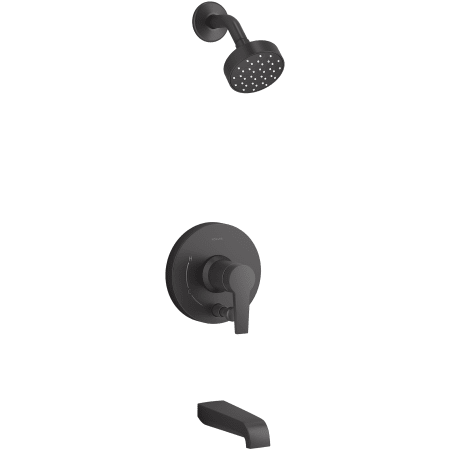 Kohler Pitch Rite-Temp Tub and Shower Trim Package with Integrated Diverter and 1.75 GPM Single Function Shower Head Matte Black