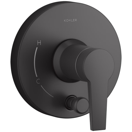 Kohler Pitch Rite-Temp Two Function Pressure Balanced Valve Trim Only with Single Lever Handle and Integrated Push-Button Diverter - Less Rough In Matte Black