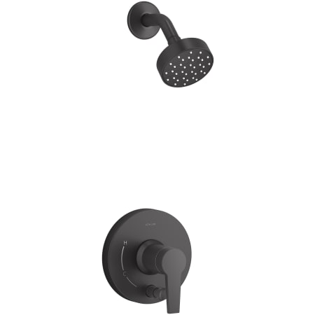Kohler Pitch Rite-Temp Shower Trim Package with Integrated Diverter and 1.75 GPM Single Function Shower Head Matte Black