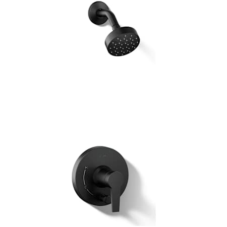 Kohler Pitch Rite-Temp Shower Trim Package with Integrated Diverter and 2.5 GPM Single Function Shower Head Matte Black