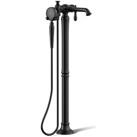 Kohler Artifacts Floor Mounted Tub Filler with Built-In Diverter - Includes Hand Shower Matte Black