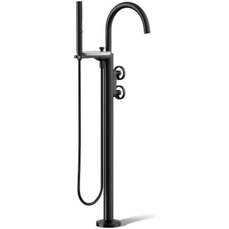 Kohler Components Floor Mounted Tub Filler with Built-In Diverter - Includes Hand Shower Matte Black