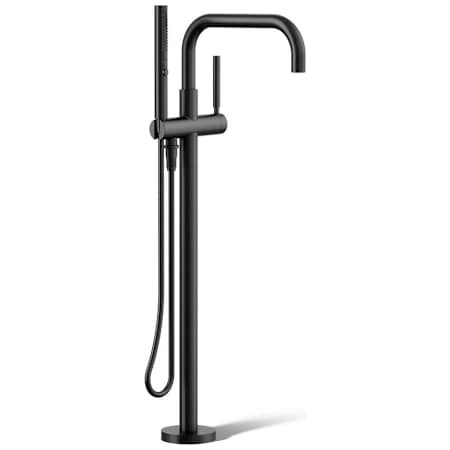 Kohler Purist Floor Mounted Tub Filler with Built-In Diverter - Includes Hand Shower Matte Black