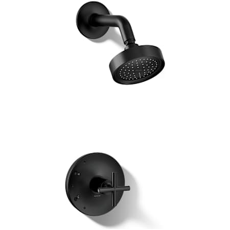 Kohler Purist Shower Only Trim Package with 2.5 GPM Single Function Shower Head with MasterClean and Rite-Temp Technologies Matte Black