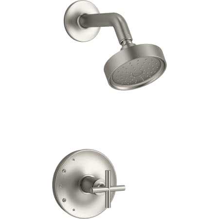 Kohler Purist Shower Only Trim Package with 1.75 GPM Single Function Shower Head with MasterClean and Rite-Temp Technologies Brushed Nickel