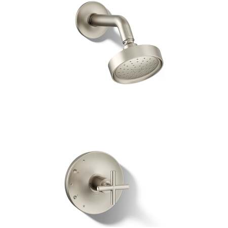 Kohler Purist Shower Only Trim Package with 1.75 GPM Single Function Shower Head with MasterClean and Rite-Temp Technologies Brushed Nickel