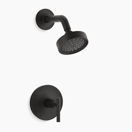 Kohler Purist Shower Only Trim Package with 1.75 GPM Single Function Shower Head with MasterClean and Rite-Temp Technologies Matte Black