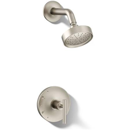 Kohler Purist Shower Only Trim Package with 1.75 GPM Single Function Shower Head with MasterClean and Rite-Temp Technologies Brushed Nickel
