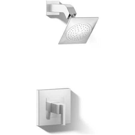 Kohler Loure Single Handle Rite-Temp Pressure Balanced Shower Valve Trim with Single Function Shower Head and Metal Lever Handle Polished Chrome