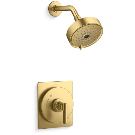 Kohler Castia by Studio McGee Shower Only Trim Package with 1.75 GPM Single Function Shower Head with MasterClean Sprayface Vibrant Brushed Moderne Brass
