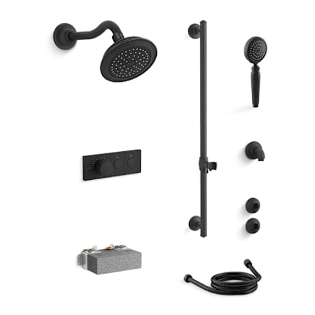 Kohler Artifacts Custom Shower System Featuring Two Port Anthem Mechanical Valve with Trim, Shower Head, and Handshower Matte Black