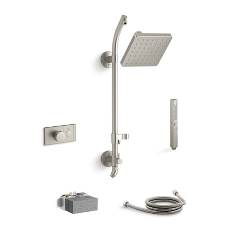 Kohler Parallel Custom Shower System Featuring Single Port Anthem Mechanical Valve with Trim and Shower Head Vibrant Brushed Nickel