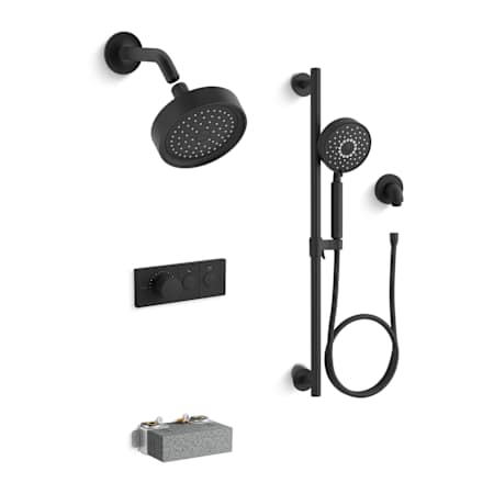 Kohler Purist Custom Shower System Featuring Two Port Anthem Mechanical Valve with Trim, Shower Head, and Handshower Matte Black