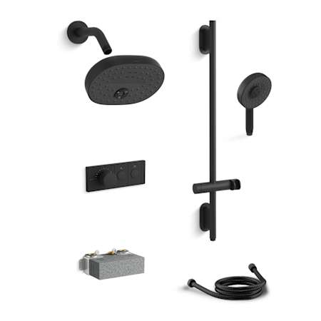 Kohler Statement Custom Shower System Featuring Two Port Anthem Mechanical Valve with Trim, Shower Head, and Handshower Matte Black