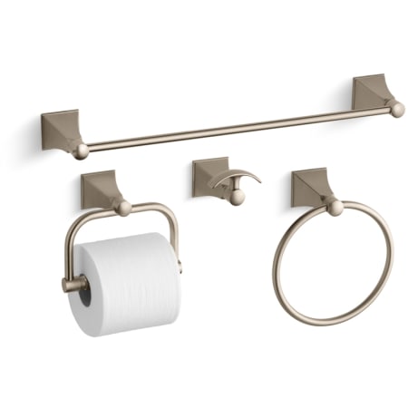 Kohler Memoirs Stately 18" Towel Bar, Towel Ring, Tissue Holder and Robe Hook Brushed Bronze