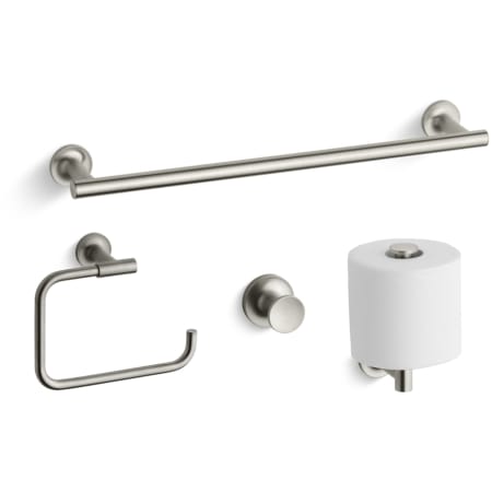 Kohler Purist 18" Towel Bar, Towel Ring, Tissue Holder and Robe Hook Brushed Nickel