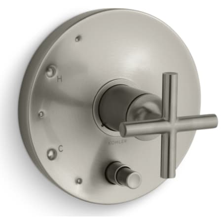 Kohler Purist Two Function Pressure Balanced Valve Trim Only with Single Cross Handle and Integrated Diverter - Less Rough In Brushed Nickel