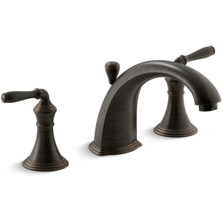 Kohler Devonshire Double Handle Deck Mounted Roman Tub Filler Trim with Diverter and Metal Lever Handles Oil Rubbed Bronze (2BZ)