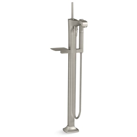 Kohler Margaux Floor Mounted Tub Filler with Metal Lever Handle- Includes Hand Shower Vibrant Brushed Nickel