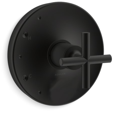 Kohler Purist Pressure Balanced Valve Trim Only with Single Cross Handle - Less Rough In Matte Black