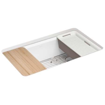 Kohler Riverby 33" Undermount Single-Bowl Workstation Kitchen Sink White