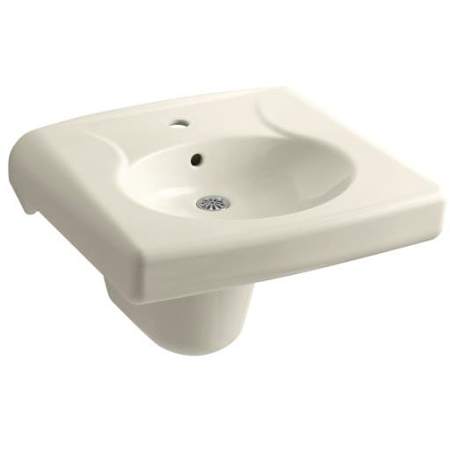 Kohler Brenham 14-3/8" Wall Mounted Bathroom Sink with 1 Hole Drilled and Overflow Almond