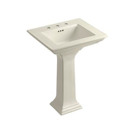 Kohler Memoirs 24" Pedestal Fireclay Bathroom Sink with 3 Faucet Holes Drilled and Overflow Almond