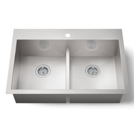 Kohler Vault 33" Double Equal Basin Top-Mount/Under-Mount 18-Gauge Stainless Steel Kitchen Sink with Smart Divide Stainless Steel