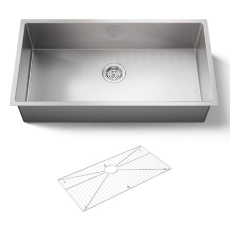 Kohler Strive 35" Single Basin Undermount 16-Gauge Stainless Steel Kitchen Sink with SilentShield Stainless Steel