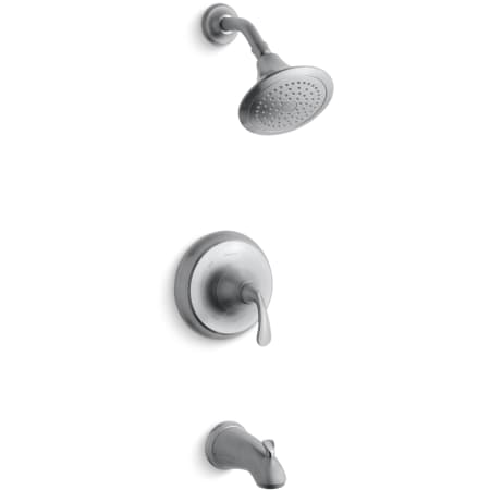 Kohler Forte Single Handle RiteTemp Tub and Shower Trim with Rain Shower Head Brushed Chrome