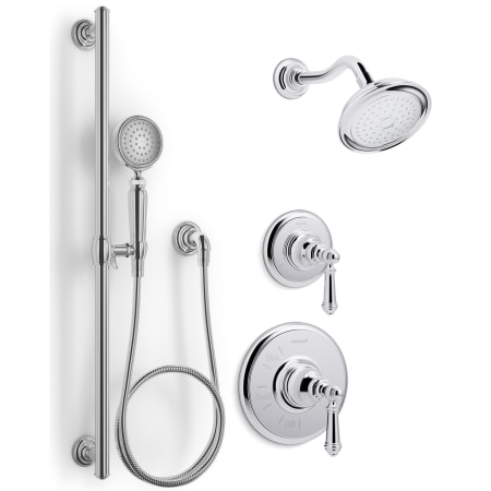 Kohler Artifacts Pressure Balanced Shower System with Shower Head, Hand Shower, Valve Trim, and Shower Arm Polished Chrome