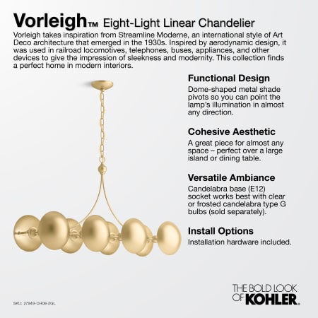 Kohler Vorleigh Eight-Light Linear Chandelier