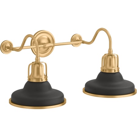 Kohler Lighting Hauksbee 25" Wide 2 Light Vanity Light with Domed Metal Shades Matte Black / Brushed Modern Brass