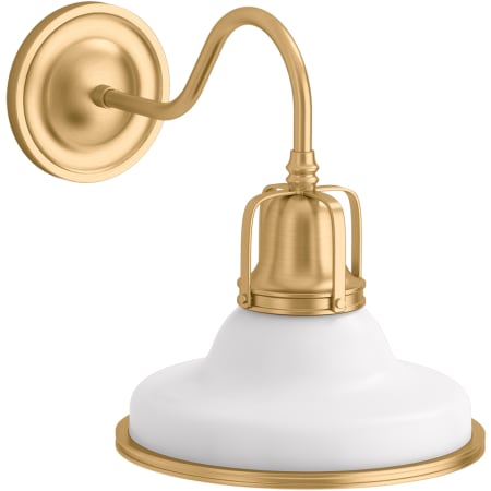 Kohler Lighting Hauksbee 10" Wide 1 Light Wall Sconce with Domed Metal Shade White / Brushed Modern Brass