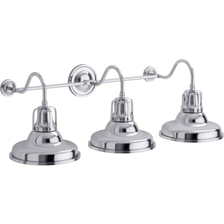 Kohler Lighting Hauksbee 35" Wide 3 Light Vanity Light with Domed Metal Shades Polished Chrome
