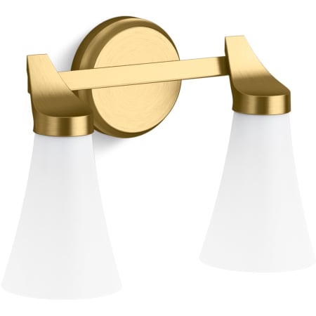 Kohler Lighting Simplice 2 Light 14" Wide Vanity Light with Painted Glass Shades Brushed Moderne Brass