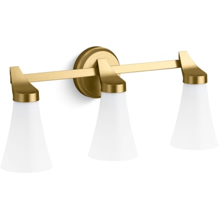 Kohler Lighting Simplice 3 Light 23" Wide Vanity Light with Painted Glass Shades Brushed Moderne Brass