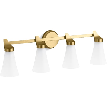 Kohler Lighting Simplice 4 Light 32" Wide Vanity Light with Painted Glass Shades Brushed Moderne Brass