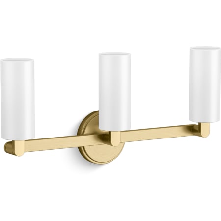 Kohler Lighting Crue 3 Light 22" Wide Vanity Light with Frosted Glass Shades Brushed Moderne Brass