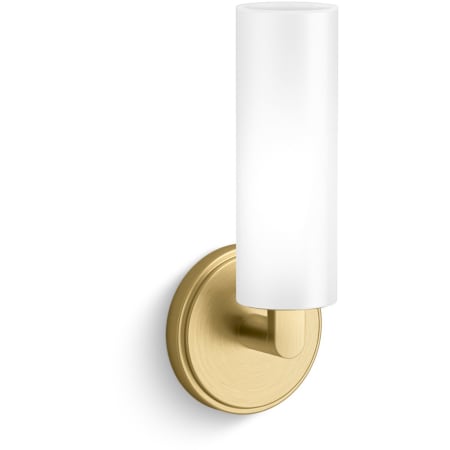 Kohler Lighting Crue 11" Tall Bathroom Sconce with Frosted Glass Shade Brushed Moderne Brass