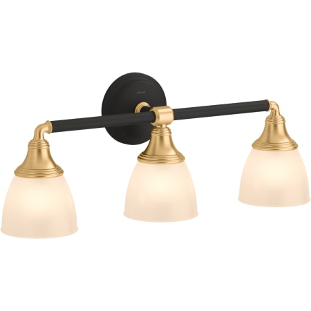 Kohler Lighting Devonshire 3 Light 23" Wide Bathroom Vanity Light Black Brass Trim