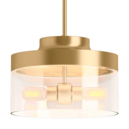 Kohler Lighting Purist 2 Light 13" Wide Pendant Brushed Moderne Brass
