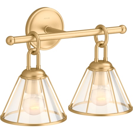 Kohler Lighting Terret 2 Light 16" Wide Bathroom Vanity Light Brushed Moderne Brass