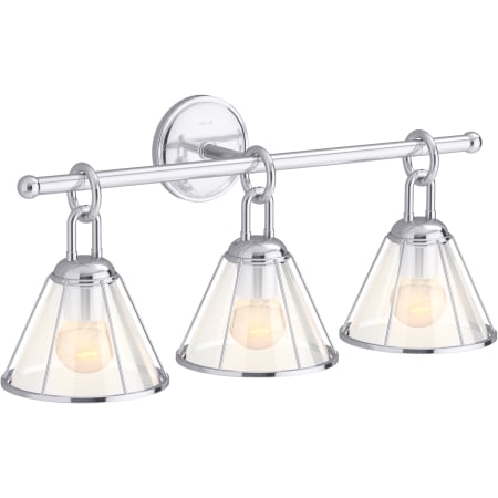 Kohler Lighting Terret 3 Light 24" Wide Bathroom Vanity Light Polished Chrome