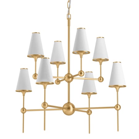 Kohler Lighting Parohn 8 Light Fabric Shade Chandelier Brushed Moderne Brass
